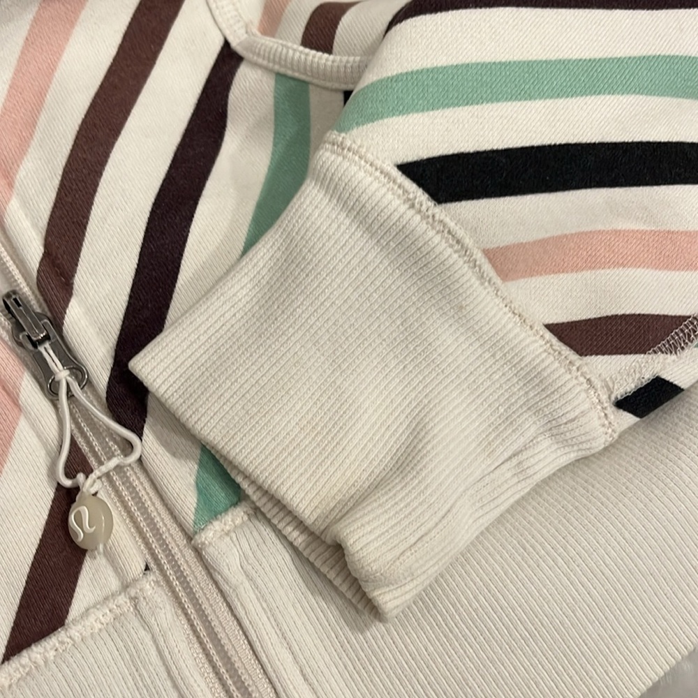 Lululemon Vintage Scuba Striped Full Zip Hoodie Women's Size 6 - Picture 6 of 9
